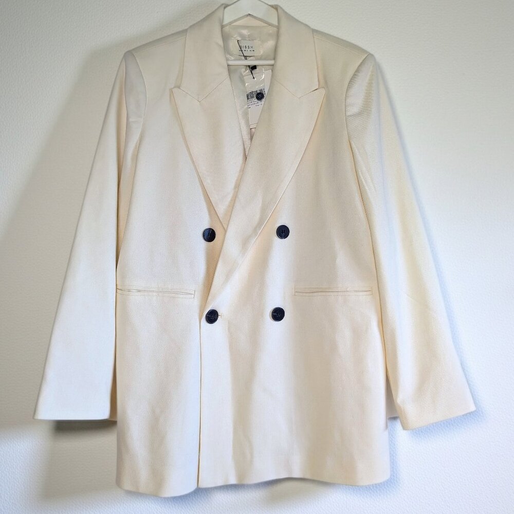 NWT DISSH Beckham Oversized Blazer Cream White | US 6